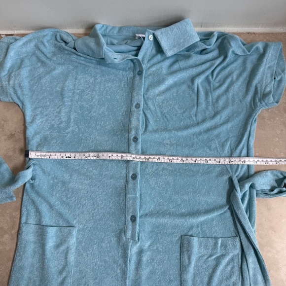 Andie Swim Light Blue Short Sleeve Collar Button Up Shorts Romper Womens Size S - Picture 11 of 16